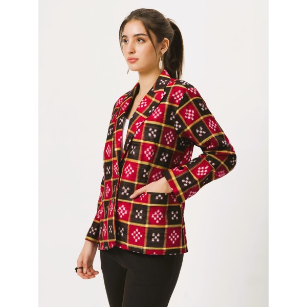 Cotton Blazer Jacket in Handloom Sambalpuri Ikat Fabric