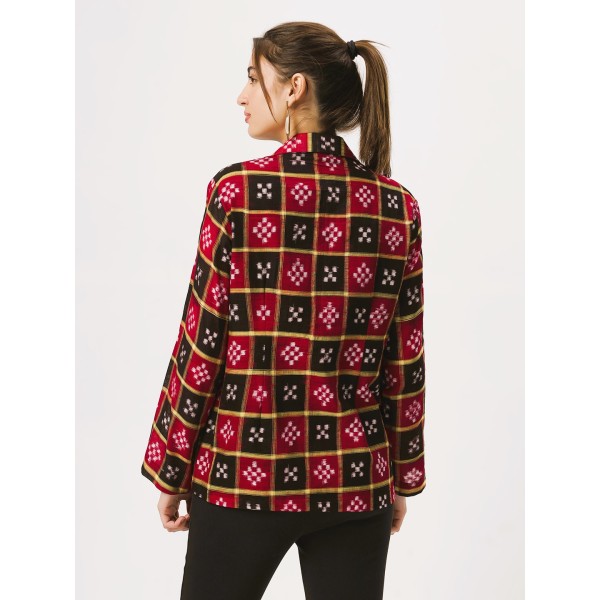 Cotton Blazer Jacket in Handloom Sambalpuri Ikat Fabric