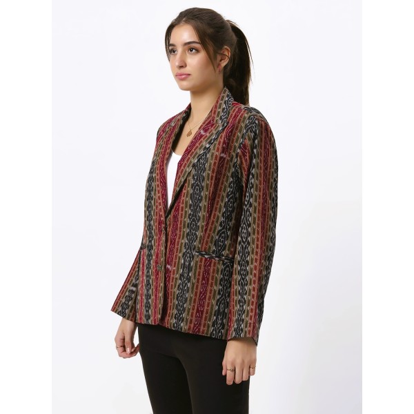 Cotton Blazer jacket in Handloom Sambalpuri Ikat Fabric