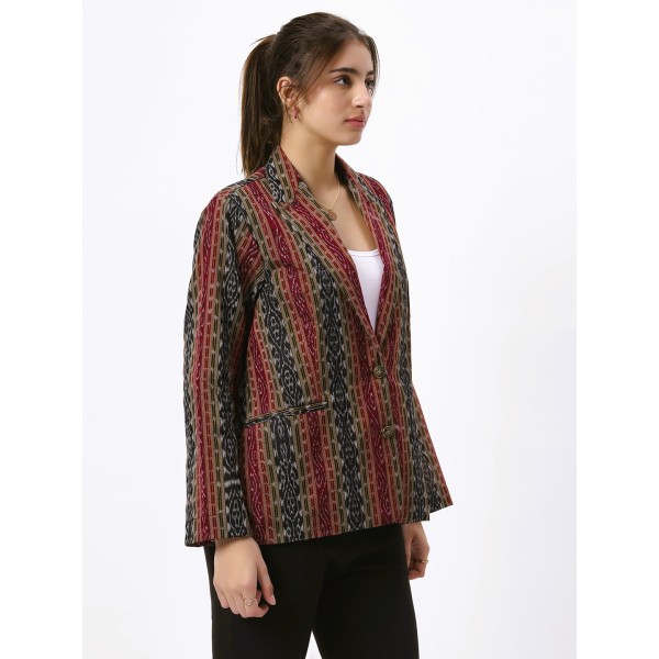 Cotton Blazer jacket in Handloom Sambalpuri Ikat Fabric