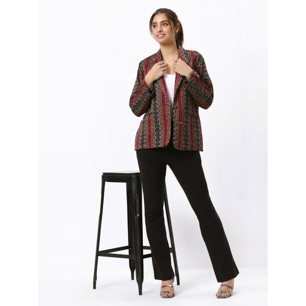 AY: Cotton Blazer jacket in Handloom Sambalpuri Ik...