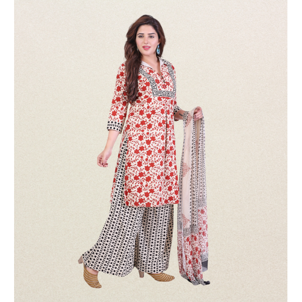 Handloom Cotton Kurti with Bottom and Dupatta