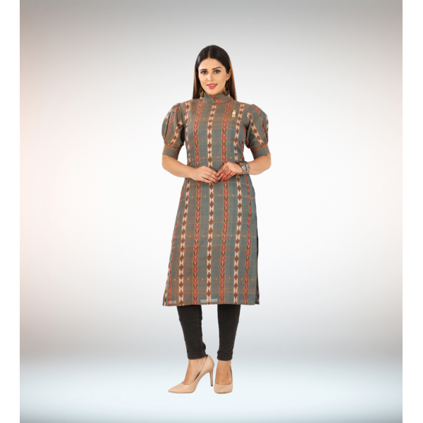 OOS: Cotton Kurti in Handloom Sambalpuri Ikat Fabr...
