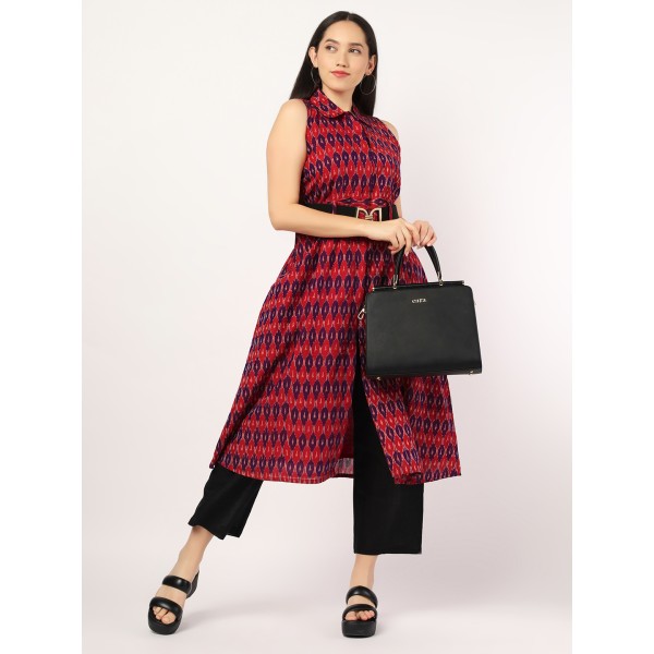 AV: Cotton Kurti in Pure Handwoven Sambalpuri Ikat...