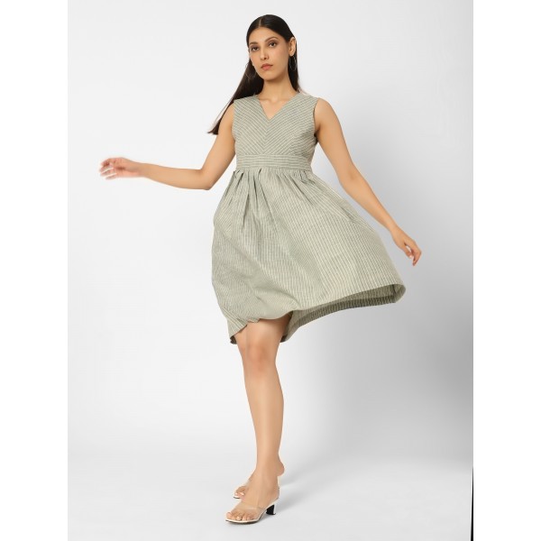 Handloom Cotton Dress in Muslin Khadi Fabric
