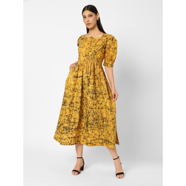 Handloom Cotton Dress in Batik Print Fabric