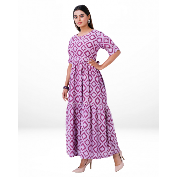 Handloom Cotton Dress in Block Print Fabric