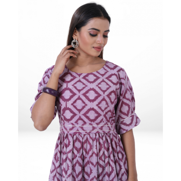 Handloom Cotton Dress in Block Print Fabric