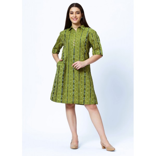 AZ1: Cotton Dress in Handloom Sambalpuri Ikat Fabr...