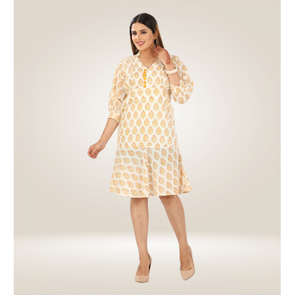 OOS: Handloom Cotton Dress in Block Print Fabric