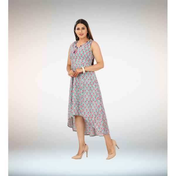 Handloom Cotton Dress in Batik Print Fabric