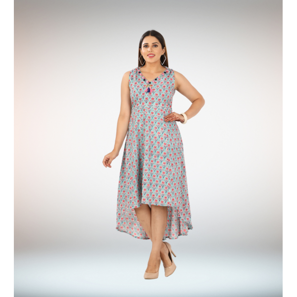 Handloom Cotton Dress in Batik Print Fabric