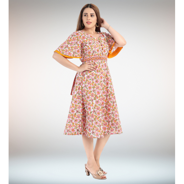 OOS: Handloom Cotton Dress in Block Print Fabric