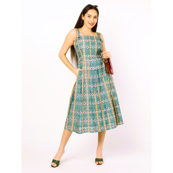 AV: Cotton Dress in Handloom Sambalpuri Ikat Fabri...