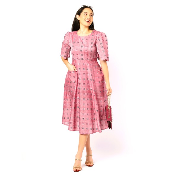 AV: Cotton Dress in pure Handwoven Sambalpuri Ikat...