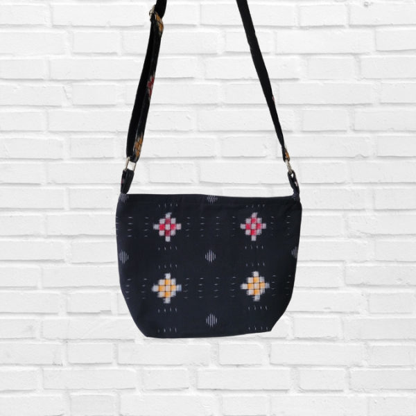 AZ: Handloom Cotton Sambalpuri Ikat Sling bag 