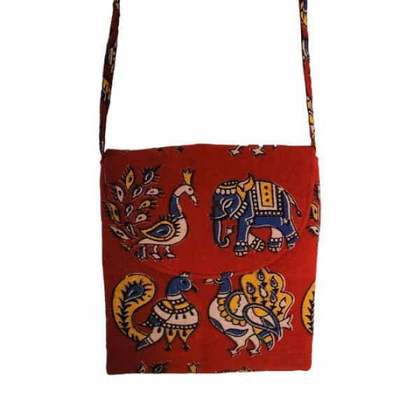 Best Women's Tote Bag: WOVEN Red Zipper Sling Bag | Ganapati Crafts Co.
