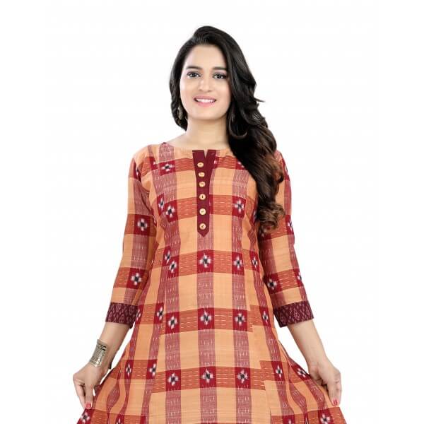 OOS: Cotton Kurti in Handloom Sambalpuri Ikat Fabric 