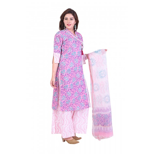 Handloom Cotton Kurti Set in Block Print Fabric