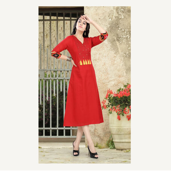 Red front gathered ikat dress – www.silayi.in | Ikat dress, Ikkat dresses,  Feeding dresses