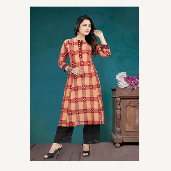 Cotton Kurti in Handloom Sambalpuri Ikat Fabric 