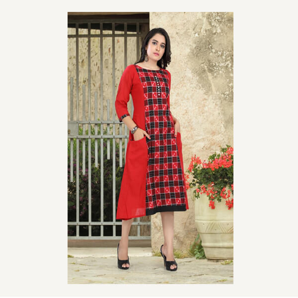 Cotton Dress in Handloom Cotton Sambalpuri Ikat Fa...