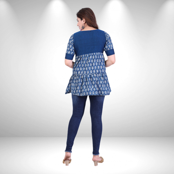 OOS: Cotton Short Top in Handloom Block-Printed Fabric
