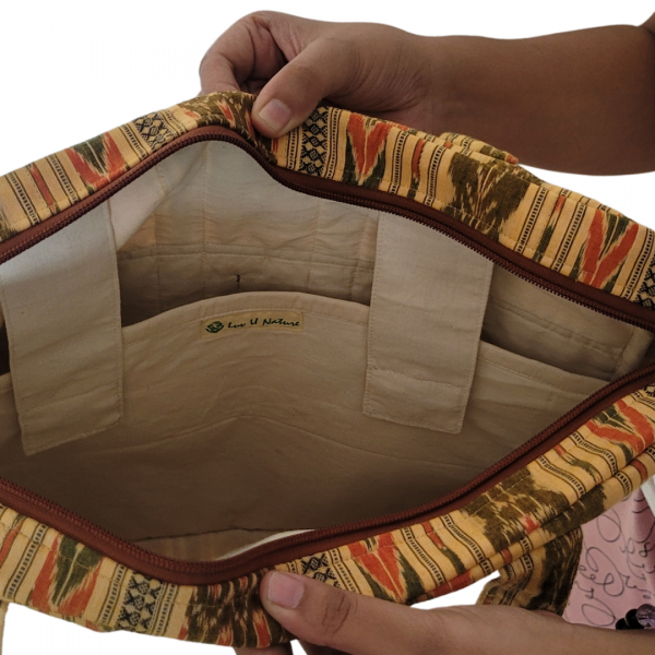 Cotton laptop Bag in Handloom Sambalpuri Ikat Fabric